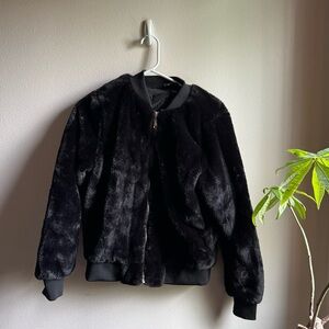 Faux Fur Black Bomber Jacket